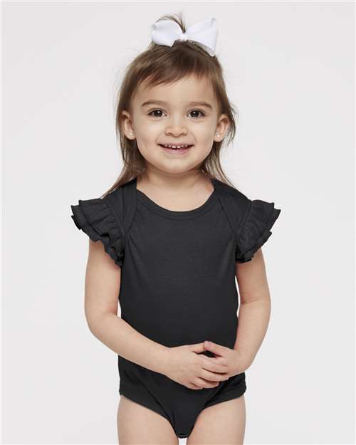 RABBIT SKINS 4439-Infant Flutter Sleeve Baby Rib Bodysuit