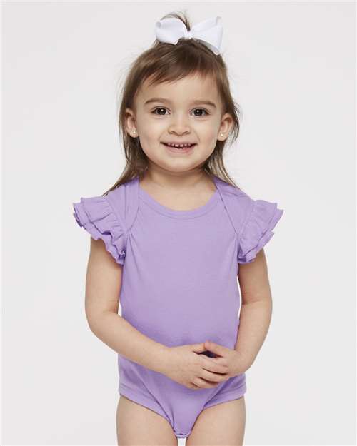 RABBIT SKINS 4439-Infant Flutter Sleeve Baby Rib Bodysuit