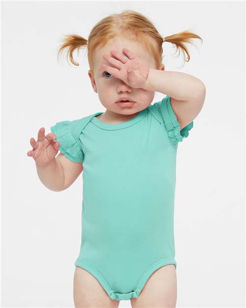 RABBIT SKINS 4439-Infant Flutter Sleeve Baby Rib Bodysuit
