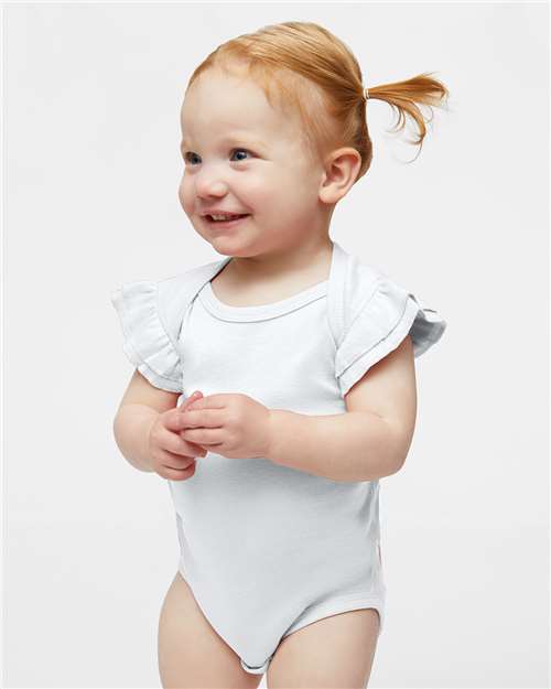 RABBIT SKINS 4439-Infant Flutter Sleeve Baby Rib Bodysuit
