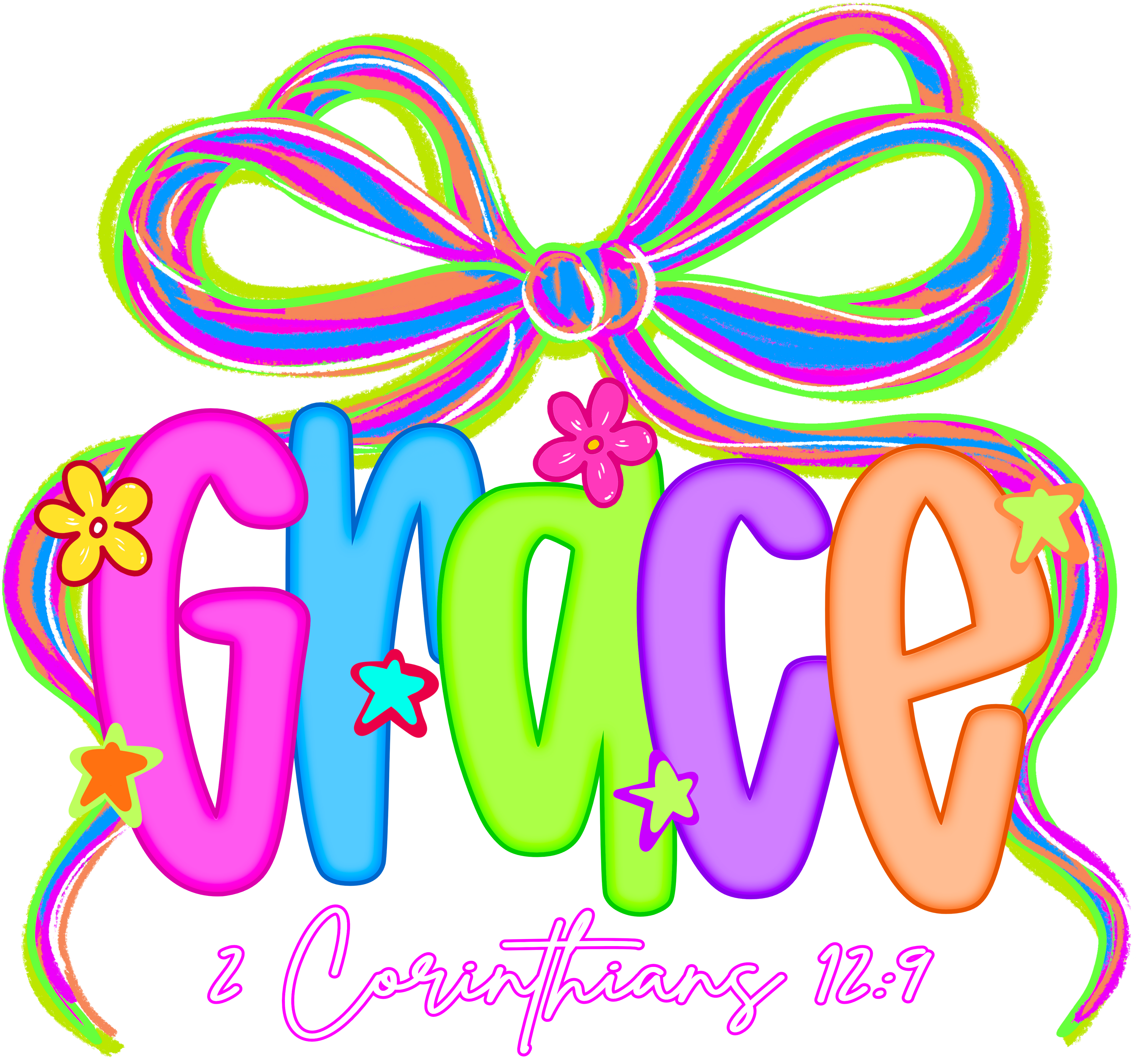 FAITH-12 - COLORFUL GRACE 2 CORINTHIANS 12:9 W/BOW